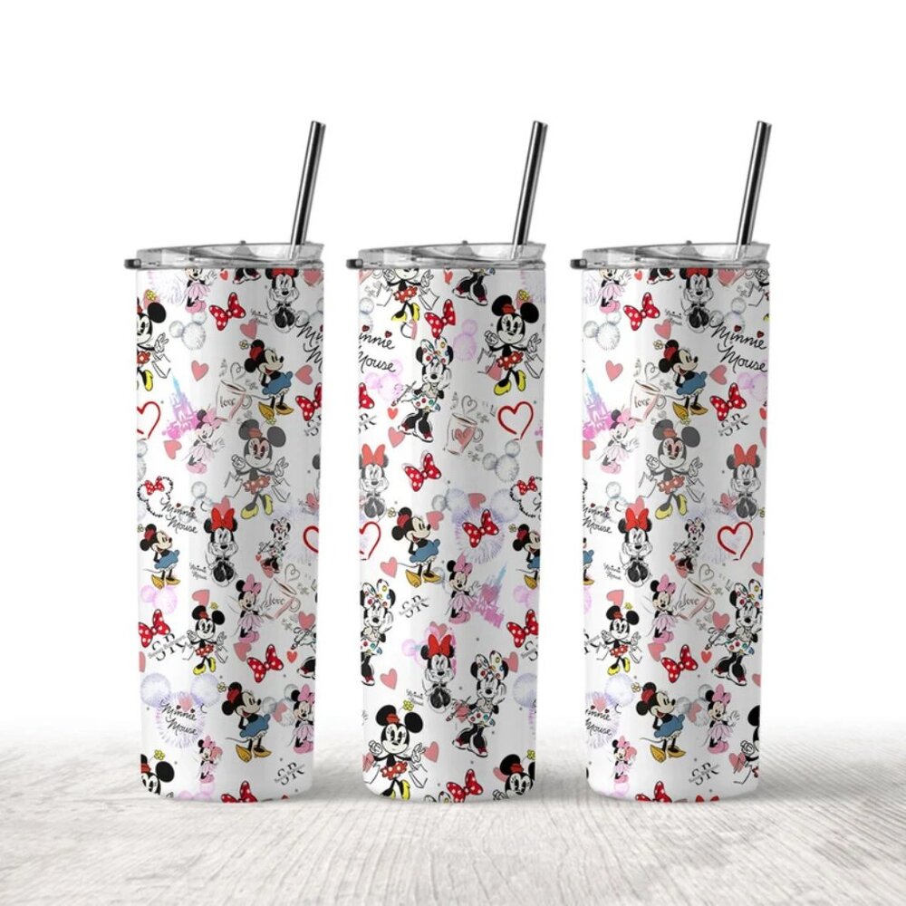 Cute Minnie Mouse Tumbler, Travel Mug, Christmas Gift, Girls Gift